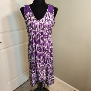 😀  Express Brand Purple and White High Low Dress